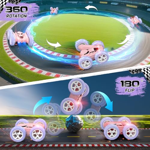 Pink Purple RC Stunt Car for Kids (Purple&pink Pro)