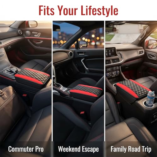 Car Center Console Pad (Black Red)