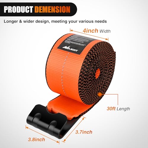 Truck Straps 4" x 30' Heavy Duty Tie Down with Flat Hooks (2Pcs 4in x 30ft Truck Straps Orange)