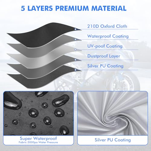 Motorcycle Cover Waterproof Outdoor All Weather Protection Black (black / XL ( 96.5*41*50 inches ))