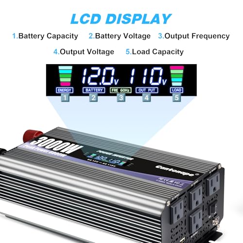 3000W Power Inverter 12V to 110V (Gray)