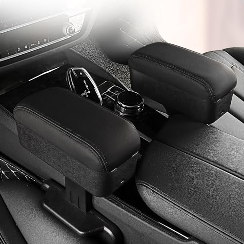 Car Armrest Box with Cup Holder Car Central Liftable Armres Storage Organizer Box Arm Rest (Black)