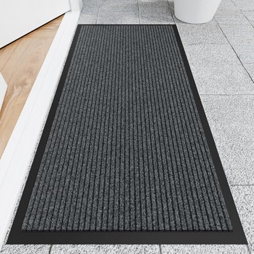 Front Door Mat (2' x 4' (Rectangular) / Gray-stripe)