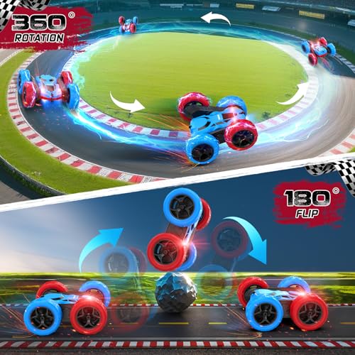 Red Blue RC Stunt Car for Boys Girls (Red&blue Pro)