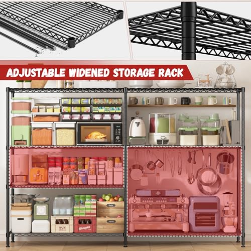 4 Tier Heavy Duty Wire Shelving (Black-15.8"Dx69.8"Wx62.9"H-4 Tier)
