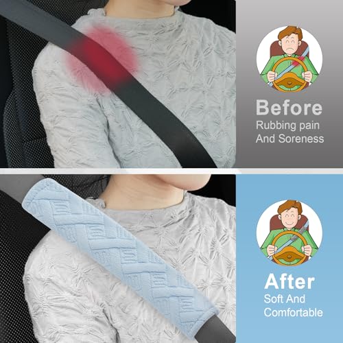 2 Pack Universal Car Shoulder Strap Pads Cover for A More Comfortable Driving (Pale Blue)