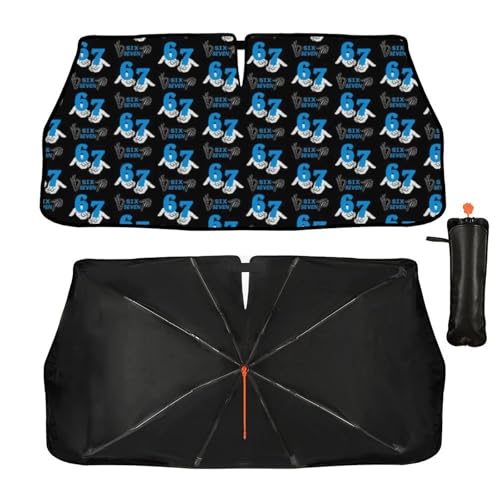 Funny Six Seven Car Windshield Sunshade Umbrella Foldable (57X31 Inch / styled45f-3)