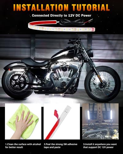 12V Led Light Strip Waterproof 32CM White Underglow for Car Motorcycle 6Pcs (White)