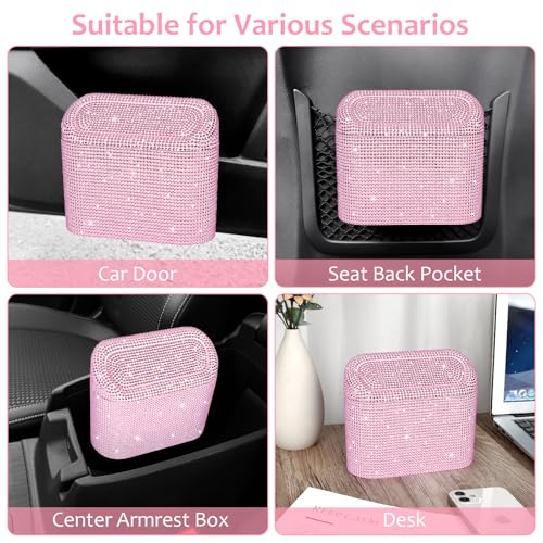 Bling Car Trash Can with Lid (Light Pink/Light Pink Rhinestone)