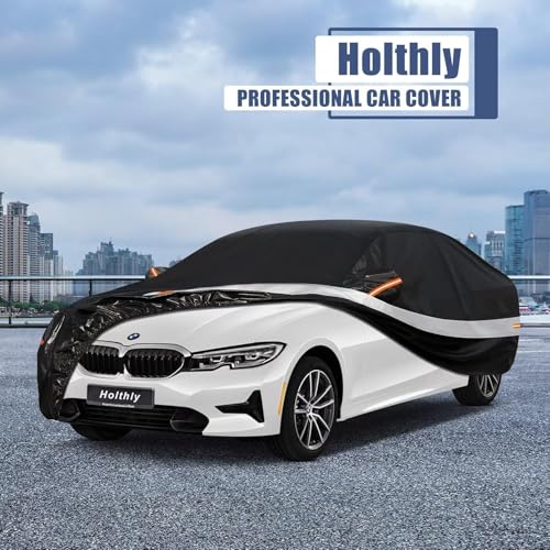 10 Layers Car Cover Custom Fit for BMW 3 Series 320i 328i 330i 335i M340i (Black Gray / Custom Fit for BMW 3 Series)
