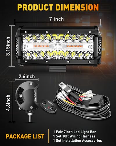 7 Inch LED Light Bar (White&Amber 3 Modes)