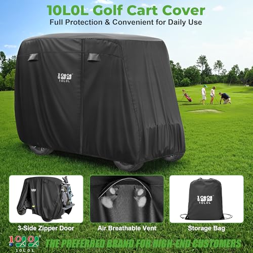 4 Passenger Golf Cart Cover for Yamaha EZGO Club Car (Black)