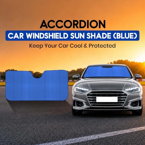 Accordion Car Windshield Sun Shade (Large Blue)
