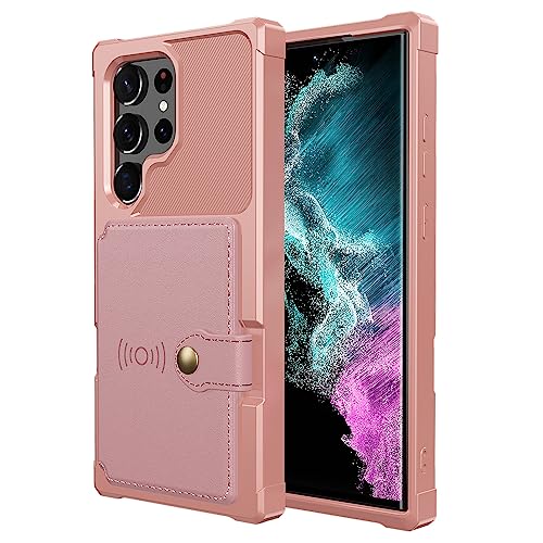 for Samsung Galaxy S23 Ultra Case with Card Holder (Pink / Samsung Galaxy S23 Ultra)