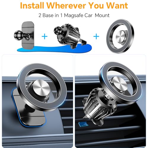 for Magsafe Car Mount【Strong Magnets】Magnetic Phone Holder for Car Phone Holder Mount Dash Mounted Holders Phone Holders for Your Car Accessories for Women Men for iPhone 17 Pro Max 16 15 14 (Black)