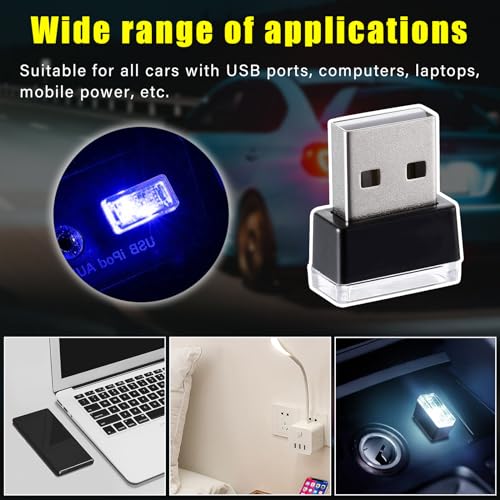 4 PCS USB LED Car Interior Atmosphere Lamp (White & Blue)
