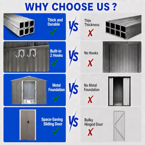 8x10 FT Outdoor Storage Shed (8x10 FT/No Window / Gray)
