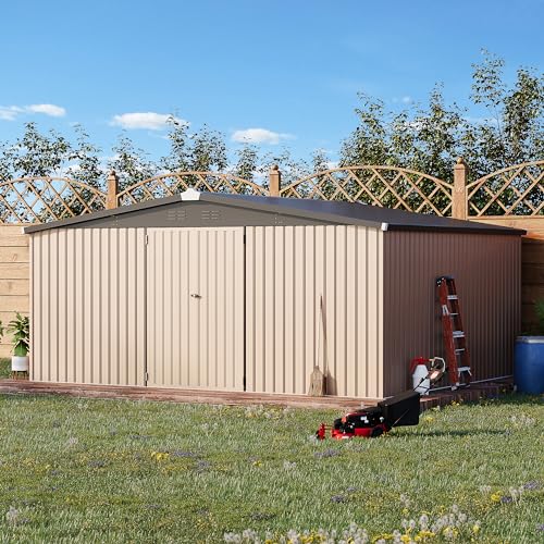 12' x 14' Large Metal Outdoor Storage Shed (Gray / 12x14)