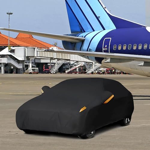 Waterproof Car Cover All Weather Snowproof UV Protection Windproof Outdoor Full car Cover (Fit Sedan Length(194- 206 Inch) / All black)
