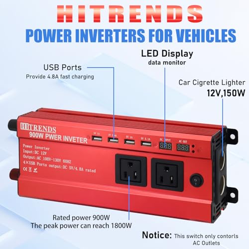 900W Car Power Inverter 12V to 110V (900W)