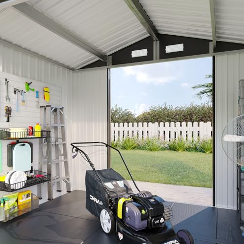 7.3'x5.3' Shed with Floor Galvanized Steel Outdoor Storage Shed Brown (Brown / 8'x6'w)