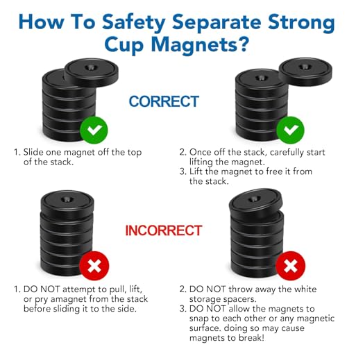 Magnets Heavy Duty Neodymium Strong Magnet Imanes Fuertes 12 Pack (Black / 110lb-Mix-12p)