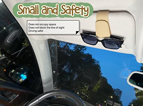 Leather Sunglass Holder for Car Visor (Beige)
