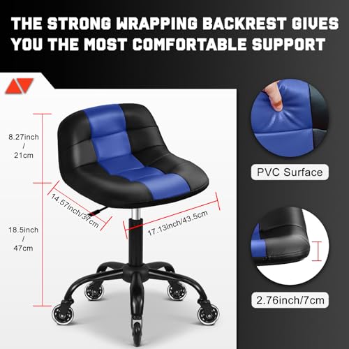 Rolling Shop Stool with Wheels (Blue)