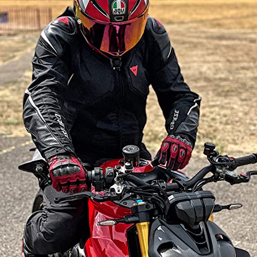 Mens Leather Motorbike Gloves KM046 Oxblood (X-Large / Oxblood/Black)