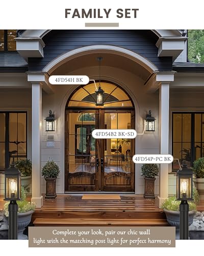 2 Pack Large Outdoor Wall Sconce (Matte Black, Lozenge Pattern / 21", 2 Pack)