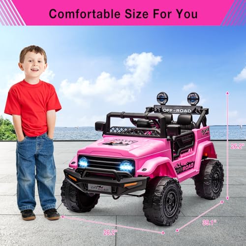12V Kids Ride On Truck Car with Remote Control (Pink)