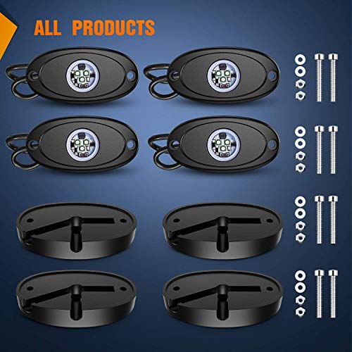 LED Rock Light Pods Waterproof Under Body Wheel Well Light Exterior Interior Lights for Car Truck Pickups ATV UTV SUV Motorcycle Boat (Green / 4Pcs Pods)
