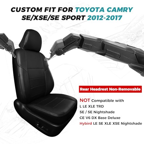 Custom Seat Covers for Toyota Camry 2012 (Black / 2012-2017 Camry SE/XSE/SE Sport)