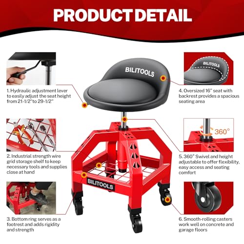 330 LBS Rolling Shop Stool with Wheels