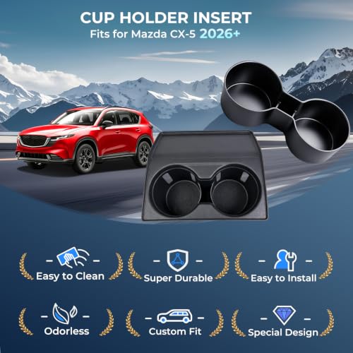 Center Console Cup Holder Inserts for Mazda CX5 2026 (Fits for 2026+ CX-5, Front & Rear)