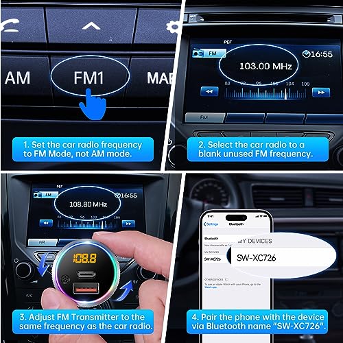 Bluetooth 5.4 FM Transmitter for Car (Silver)