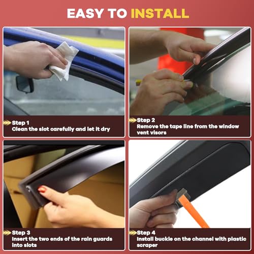 in Channel Window Rain Guards Fit for Tacoma 2005 (For 2005-2015 Tacoma Double Cab)