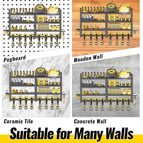 Power Tool Organizer Wall Mount (4-Tier 8 Drill Holders)
