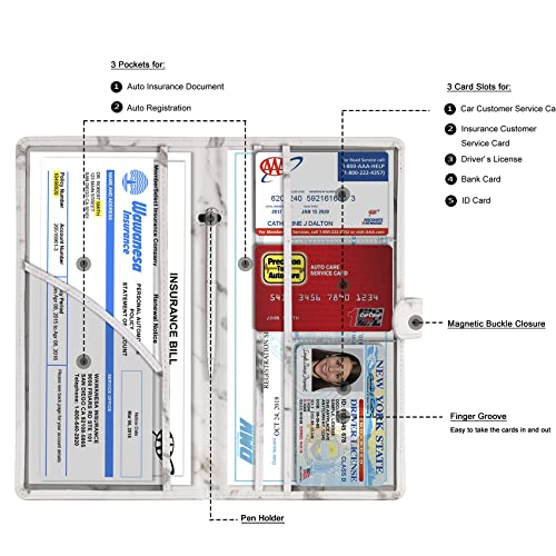 Car Registration and Insurance Card Holder (T Marble Grey)