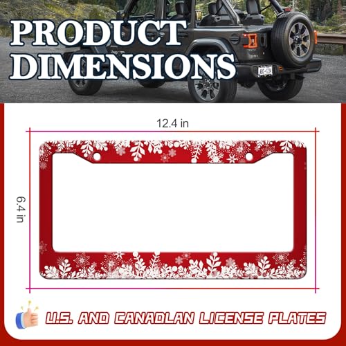 Red Christmas Ice Snowflake License Plate Frames (Red Christmas Ice Snowflake)