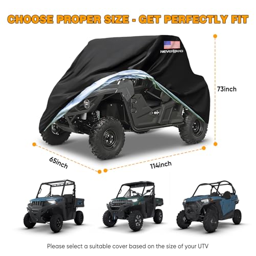 UTV Cover Heavy Duty 300D Waterproof Outdoor Storage 2 (up to 114"L (American Flag))