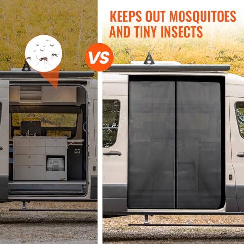 83''H x 59''W Van Bug Screen Side Door Sliding Door Window Covers with Magnetic Closure Car Window Screens for Mercedes Sprinter Motorhome Camper (Side Door,83''(H) x 59''(W))