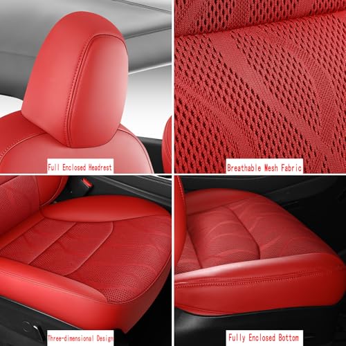 Tesla Model Y Seat Cover Full Set (Red)
