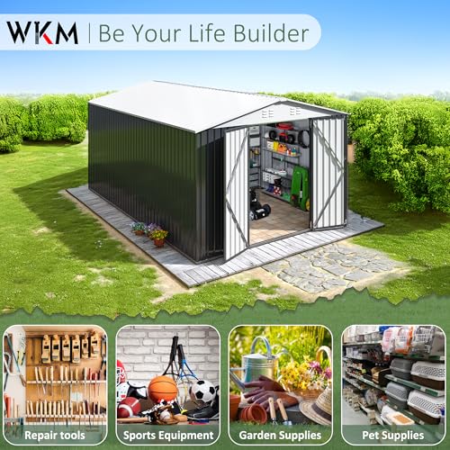 10x14 FT Outdoor Storage Shed for Backyard (White / 10x14 FT)