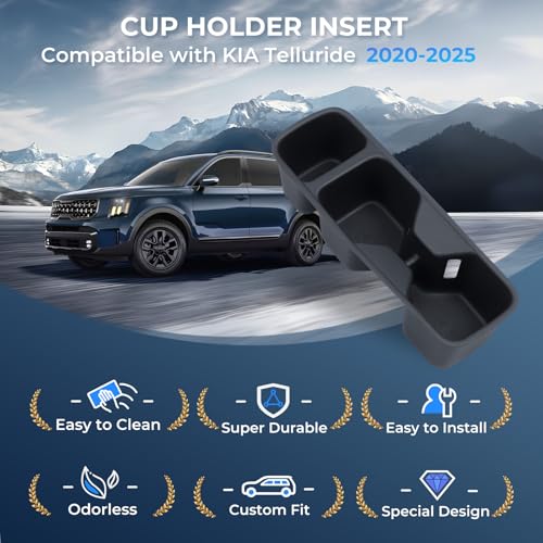 Center Console Cup Holder Inserts for KIA Telluride 2025 2024 2023 2022 2021 2020 (Cup Holder for 2020-2025 Telluride)