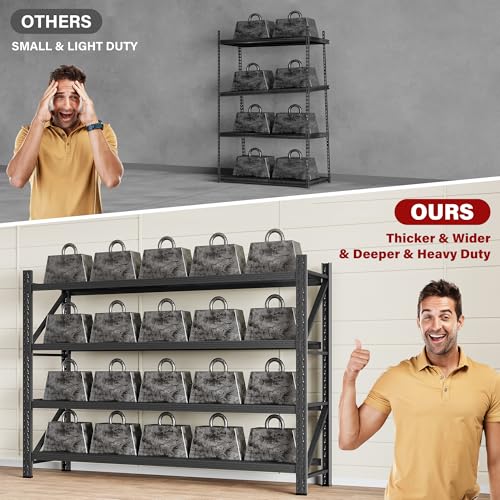 48" Wide Heavy Duty Garage Shelving Units (Matte Black / 48"Wx24"Dx70"H)