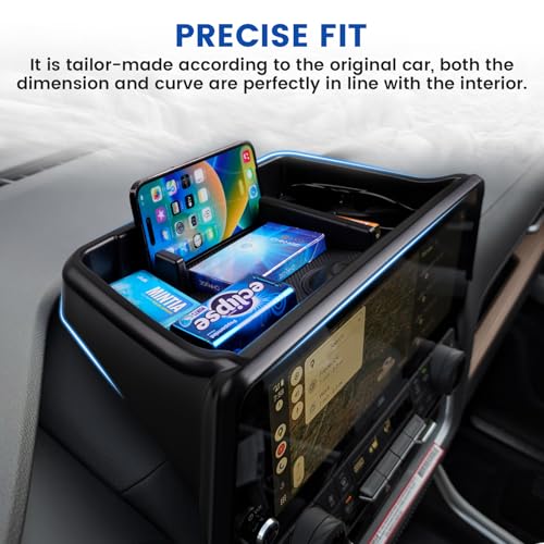 Center Console Dash Organizer for 2024 2025 Toyota Grand Highlander Accessories Dashboard Insert Tray with Cellphone Holder Storage Box with Anti (Dash Organizer)