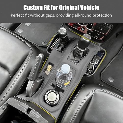 Silicone Center Console Gear Shift Panel Trim Cover for Jeep Wrangler JL (Black)