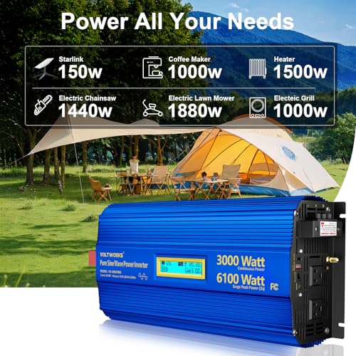3000 Watt Pure Sine Wave Power Inverter 3000W 12V to 110V 120V AC