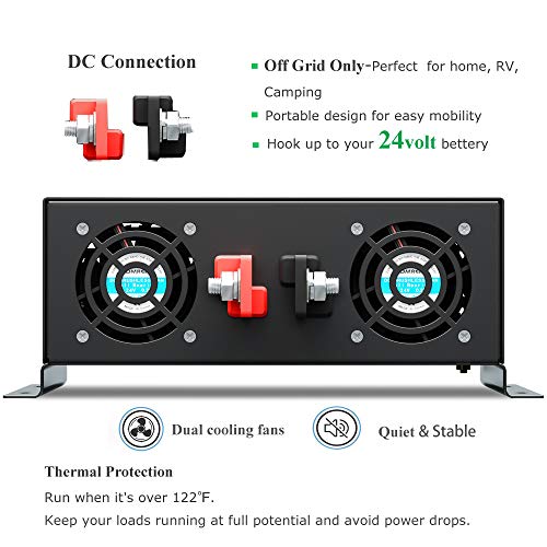 Strong Driving Capacity 2500W 24VDC to 120VAC Pure Sine Wave Inverter Power Converter (2500W 24V)